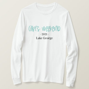 Handgeschreven Meisjes Weekend Locatie en Jaar T-shirt