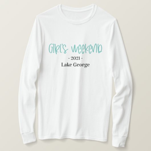 Handgeschreven Meisjes Weekend Locatie en Jaar T-shirt (Design voorkant)