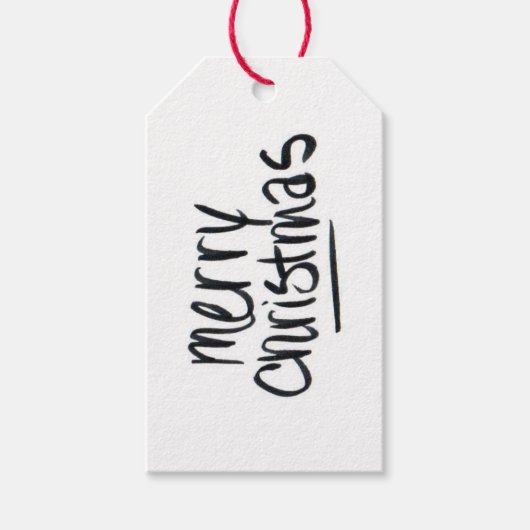 Handgeschreven Merry Christmas Black Kraft Gift La Cadeaulabel (Voorkant)