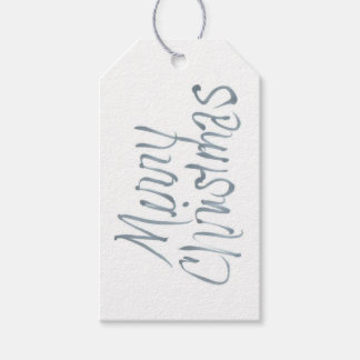 Handgeschreven Merry Christmas in Grey Gift Label Cadeaulabel