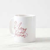 Handgeschreven Merry Christmas script ontwerp Koffiemok (Voorkant links)