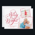Handgeschreven Merry en heldere kerstmomentopnamen Feestdagenkaart<br><div class="desc">Moderne kerstkaart met onze exclusieve handgeschreven typografie-illustratie met de tekst "Merry and Bright"</div>