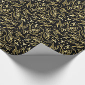 Handgeschreven Merry Kerstmis Glow-tekst en sterre Cadeaupapier (Hoek)