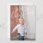 Handgeschreven Merry-kerstscript en volledige foto Feestdagenkaart (Voorkant)