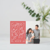 Handgeschreven Merry Peace Joy Love Hope Red Foto Briefkaart (Staand voorkant)
