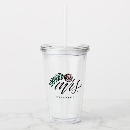 Handgeschreven mevrouw Jouw naam Acryl Drinkbeker (Voorkant)