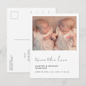 Handgeschreven minima Twin Birth Tweemaal de liefd Briefkaart (Voorkant / Achterkant)
