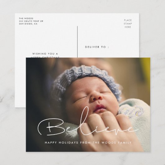 Handgeschreven minimalist Geloof Vakantiefoto Briefkaart (Voorkant / Achterkant)