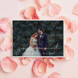 Handgeschreven minimalist Net getrouwde foto Aankondiging