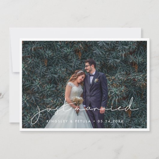 Handgeschreven minimalist Net getrouwde foto Aankondiging (Voorkant)