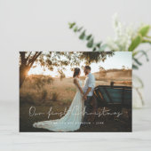 Handgeschreven minimalist Onze eerste kerst getrou Kaart (Staand voorkant)