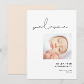Handgeschreven minimalist Welkom nieuwe baby foto Aankondiging (Voorkant / Achterkant)