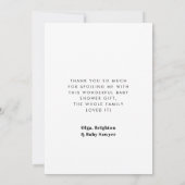 Handgeschreven minimalistisch Baby shower bedankt  (Achterkant)