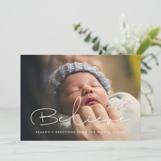 Handgeschreven minimalistisch geloven dat u een fo feestdagenkaart (Staand voorkant)