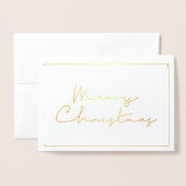 Handgeschreven minimalistisch kerstfotogoud folie kaarten (Voorkant met envelop)