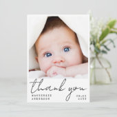 Handgeschreven minimalistisch nieuw baby bedankt k (Staand voorkant)