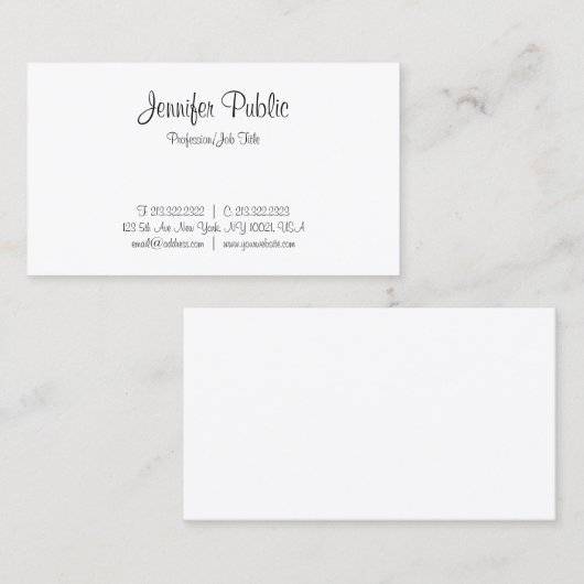 Handgeschreven minimalistisch script, feilbaar mod visitekaartje (Voorkant / Achterkant)