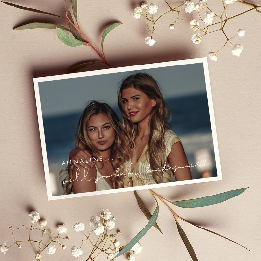 Handgeschreven minimalistische bruidsmeisje voorst kaart