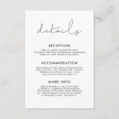 Handgeschreven minimalistische bruiloft gastinform informatiekaartje (Voorkant)