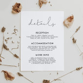 Handgeschreven minimalistische bruiloft gastinform informatiekaartje