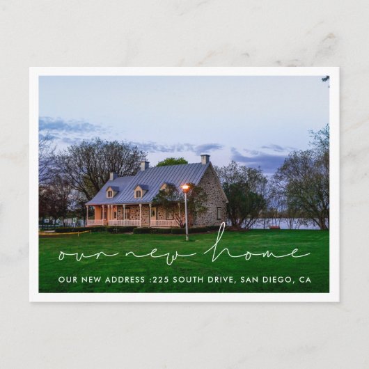 Handgeschreven minimalistische foto bewegende aank briefkaart (Voorkant)