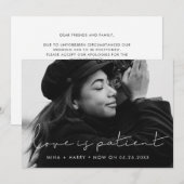 Handgeschreven minimalistische Liefde is geduldig  Aankondiging (Voorkant / Achterkant)