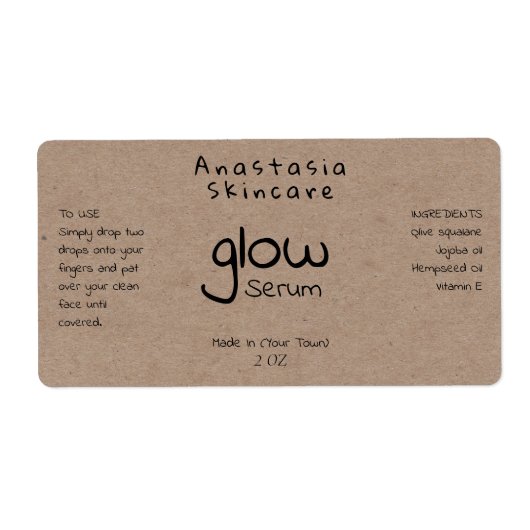 Handgeschreven minimalistische piekserumlabels etiket (Voorkant)