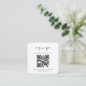 Handgeschreven minimalistische QR-code RSVP-reacti Informatiekaartje (Staand voorkant)