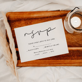 Handgeschreven minimalistische RSVP kaart met maal