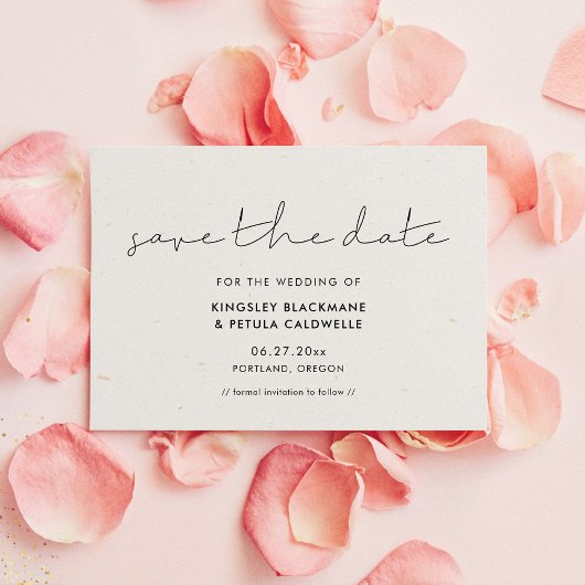 Handgeschreven minimalistische save the date uitno