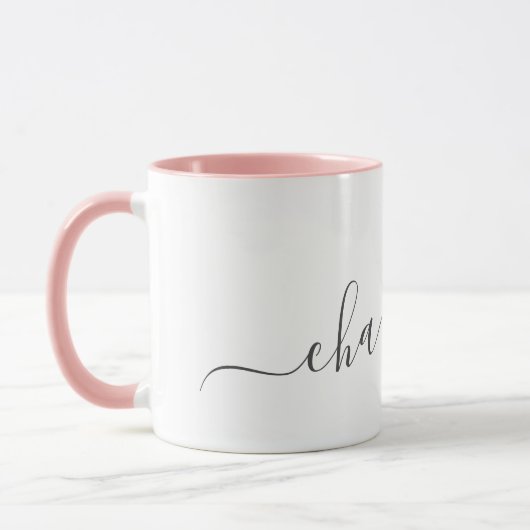 Handgeschreven minimalistische script gepersonalis mok (Links)