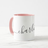Handgeschreven minimalistische script gepersonalis mok (Voorkant links)