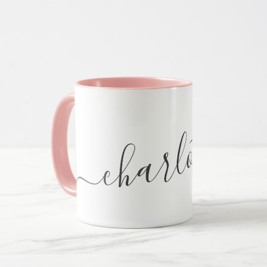 Handgeschreven minimalistische script gepersonalis mok (Voorkant links)