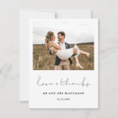 Handgeschreven minimalistische trouwfoto Bedankt (Voorkant)