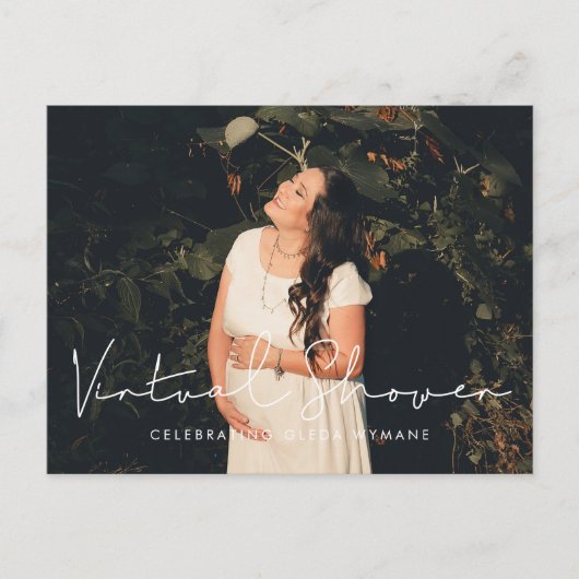 Handgeschreven minimalistische Virtual Baby shower Briefkaart (Voorkant)