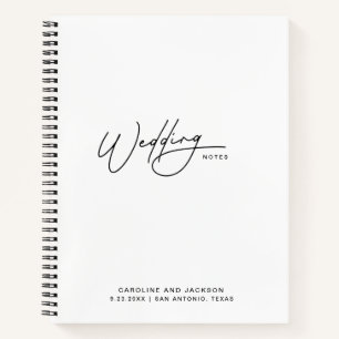 Handgeschreven Minimalistische Witte Trouwplannen Notitieboek