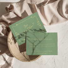 Handgeschreven Mint Groene Retro Whimsical Bruilof