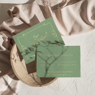 Handgeschreven Mint Groene Retro Whimsical Bruilof RSVP Kaartje