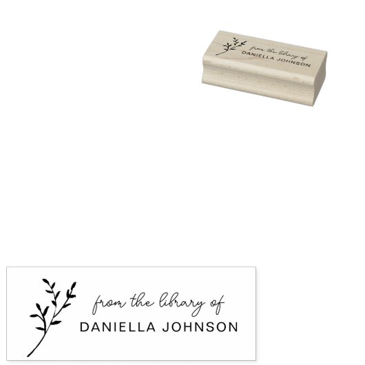 Handgeschreven modern botanisch boek The Library o Rubberstempel (Gestempeld)