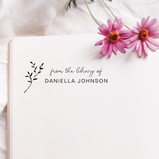 Handgeschreven modern botanisch boek The Library o Rubberstempel