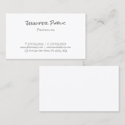 Handgeschreven Modern Elegant Eenvoudig Ontwerp Sj Visitekaartje (Voorkant / Achterkant)