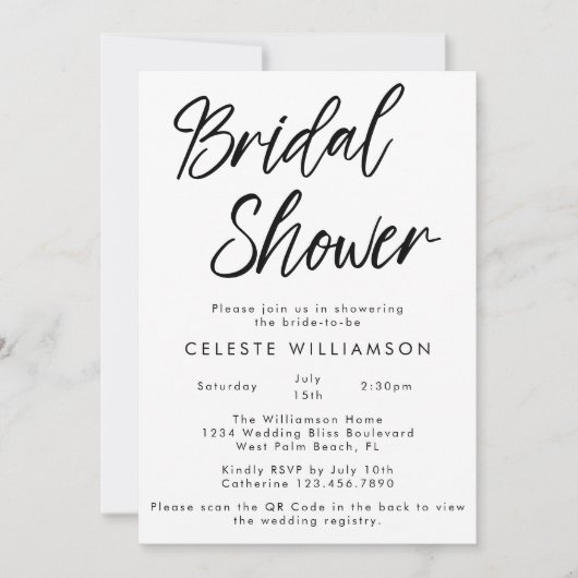 Handgeschreven modern minimalistisch QRCode-Vrijge Kaart (Voorkant)