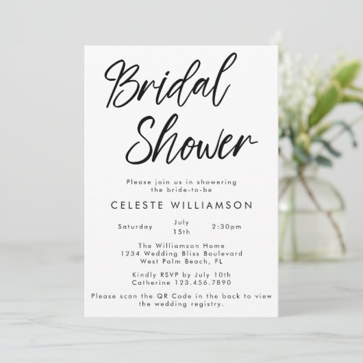 Handgeschreven modern minimalistisch QRCode-Vrijge Kaart (Staand voorkant)