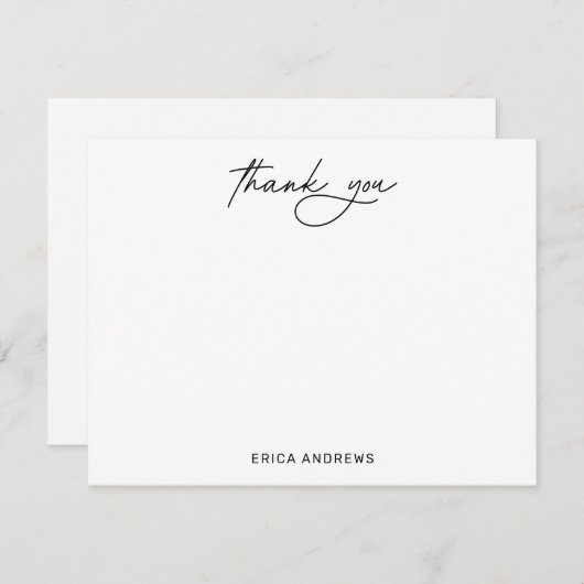 Handgeschreven Modern Script Dank je Flat Notitiekaartje (Voorkant / Achterkant)