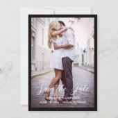 Handgeschreven modern Verloving Foto zwart Save The Date (Voorkant)