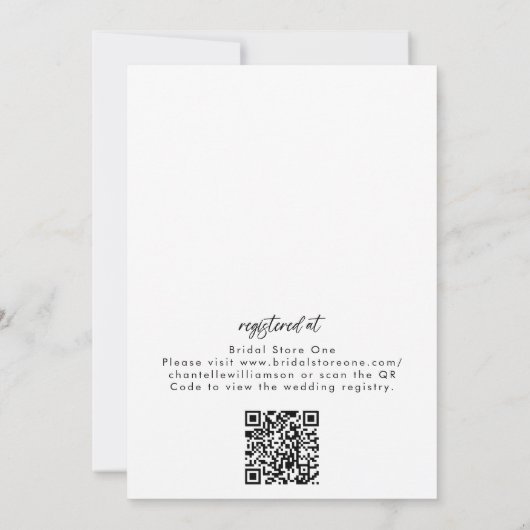 Handgeschreven moderne minimale QR-code huwelijksd Kaart (Achterkant)