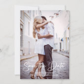 Handgeschreven moderne trouwfoto  save the date (Voorkant)