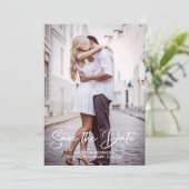 Handgeschreven moderne trouwfoto  save the date (Staand voorkant)