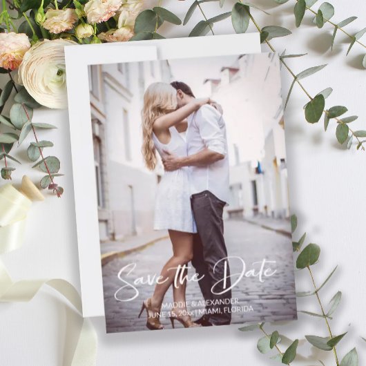 Handgeschreven moderne trouwfoto  save the date