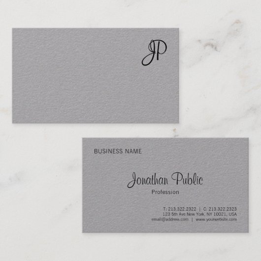 Handgeschreven Monogram Eenvoudige Sjabloon Modern Visitekaartje (Voorkant / Achterkant)